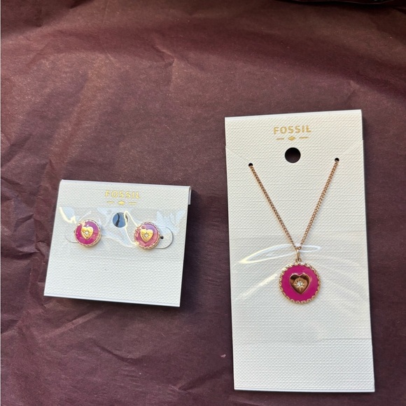 Brand New Fossil Rose Gold Necklace & Earring Set ! - Picture 3 of 9